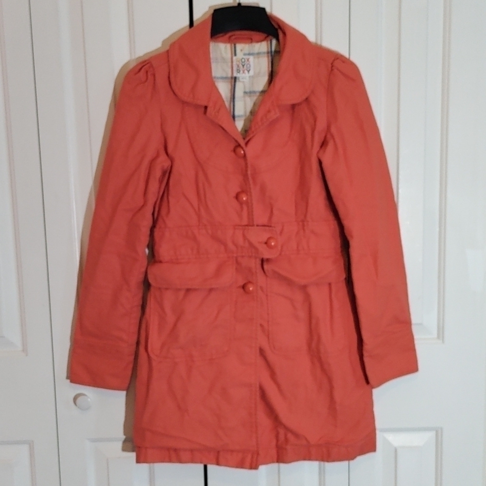 Roxy midi length jacket coat orange peach color medium